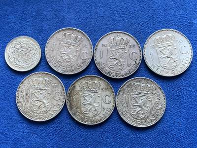 《竞宝斋》第424场 周日，周一，周二  3场连拍 （全场包邮） 七枚一组 荷兰银币 总重约42.5克 细节见图