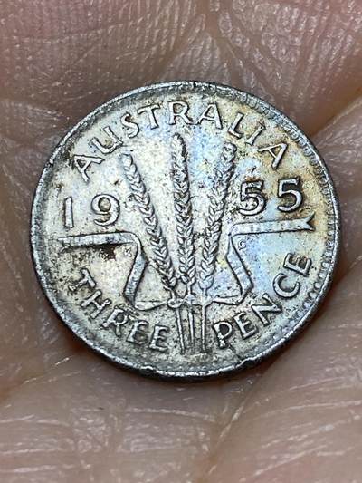 2025年第九十八场(总第一百二十四场）外国好品散币(免佣金) - 澳大利亚🇦🇺1955年3便士银币(伊丽莎白二世青年桂冠第二版，500银)