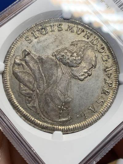 《竞宝斋》第424场 周日，周一，周二  3场连拍 （全场包邮） 亚军分 NGC MS62 奥地利 萨尔茨堡 1763年 泰勒银币 极少版本 11年同分 8000成交 裸币和MS 差距极为明显的品种