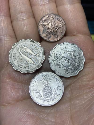 2025年第九十八场(总第一百二十四场）外国好品散币(免佣金) - 巴哈马🇧🇸4枚：2004年1分，1966年1980年10分，2005年5分