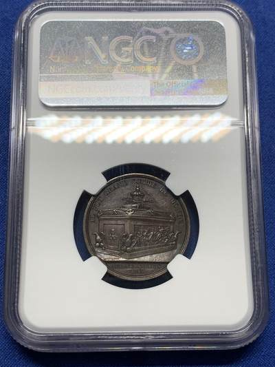 《竞宝斋》第424场 周日，周一，周二  3场连拍 （全场包邮） NGC MS62BN 1840年拿破仑棺椁移交荣军院纪念铜章 加厚盒