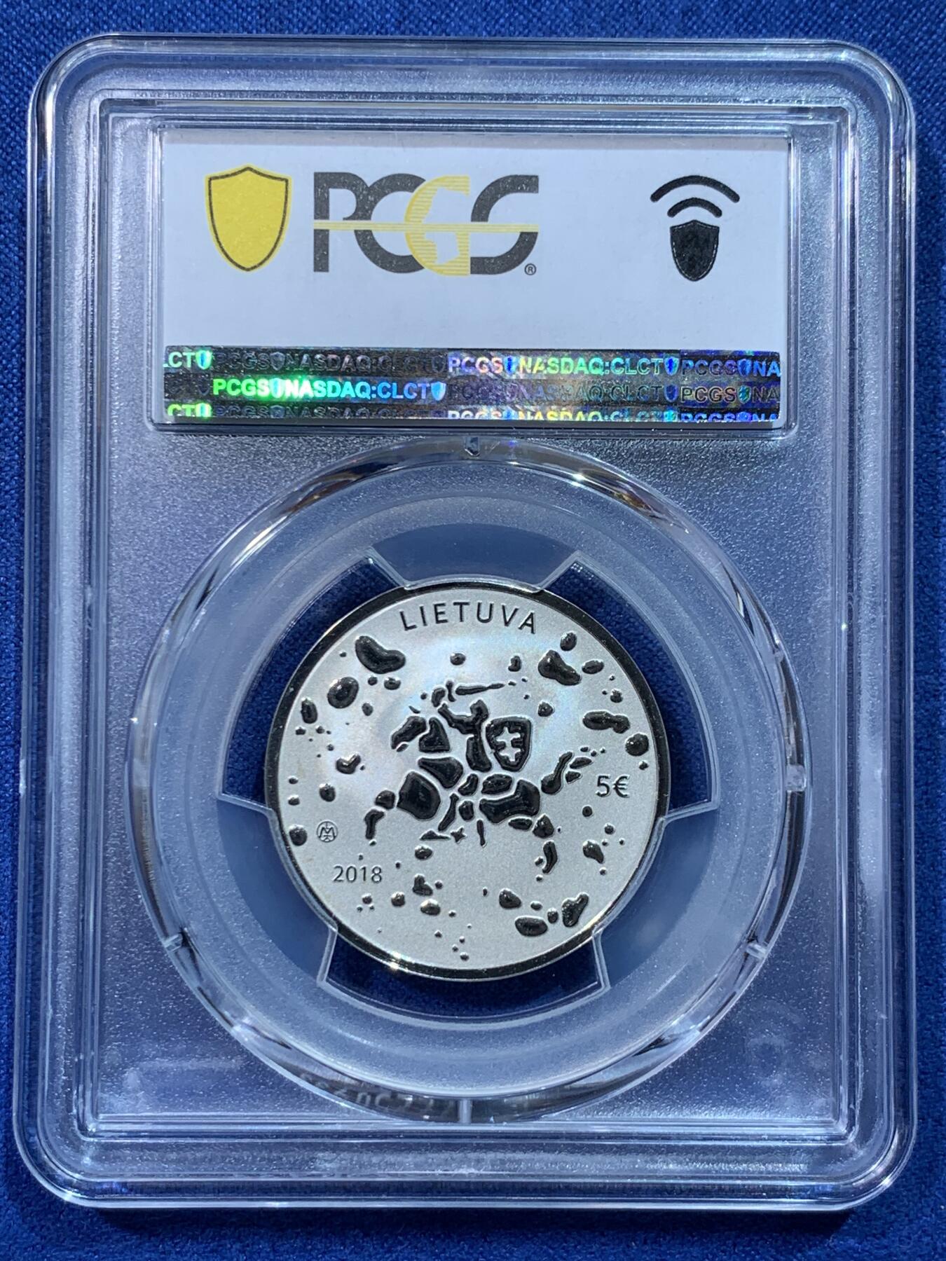 《竞宝斋》第424场 周日，周一，周二  3场连拍 （全场包邮） PCGS PR69DCAM 立陶宛2018年5欧元银币 925银 12.44g