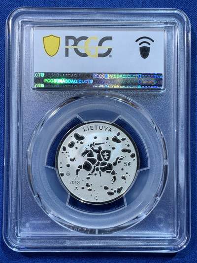 《竞宝斋》第424场 周日，周一，周二  3场连拍 （全场包邮） PCGS PR69DCAM 立陶宛2018年5欧元银币 925银 12.44g