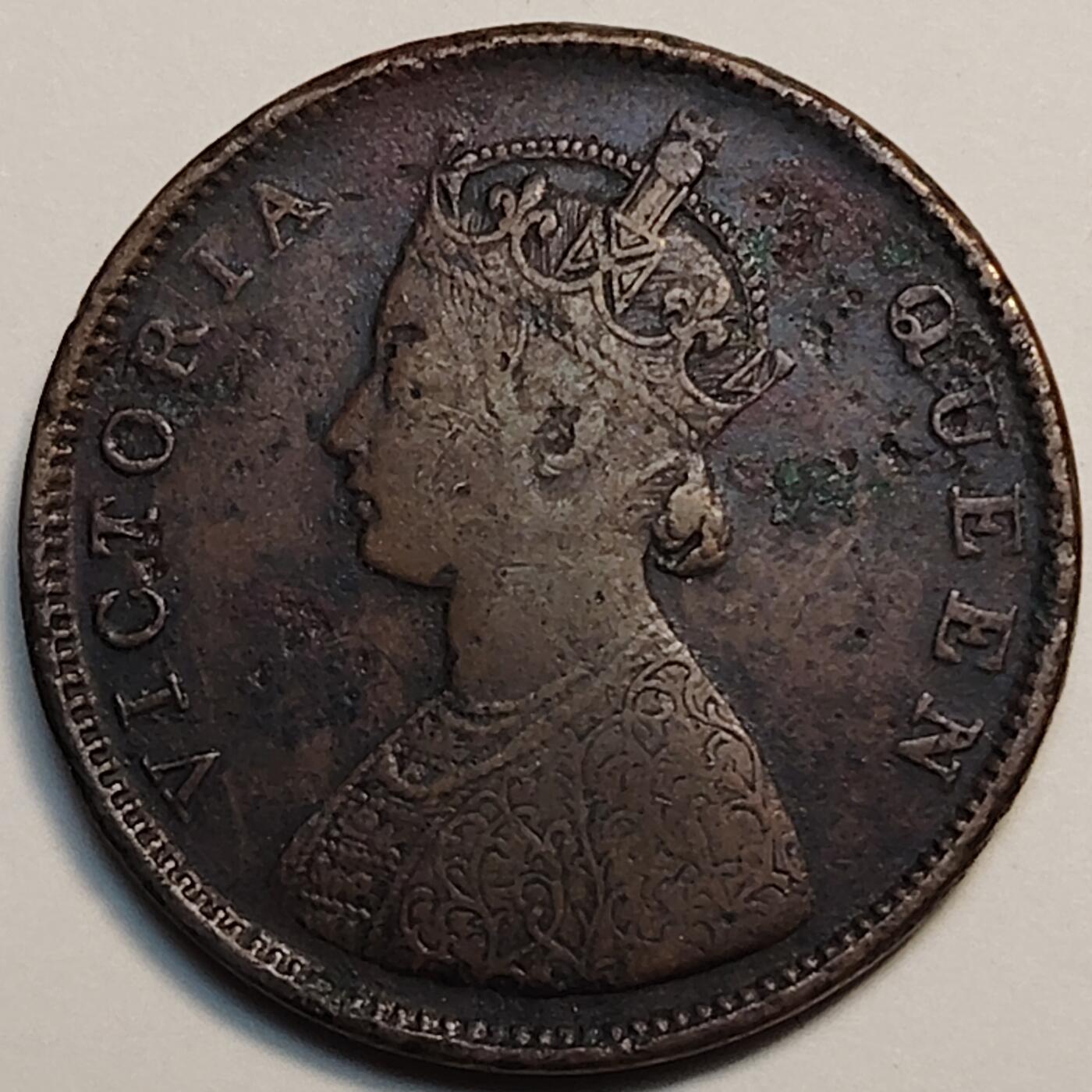 布加迪🐬～世界钱币(上海)🌾第 246 期 /  各国套币和散币 英属印度🇮🇳 1862年 1/2安那 30mm 