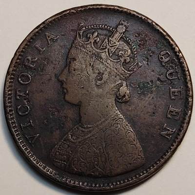 布加迪🐬～世界钱币(上海)🌾第 246 期 /  各国套币和散币 - 英属印度🇮🇳 1862年 1/2安那 30mm 