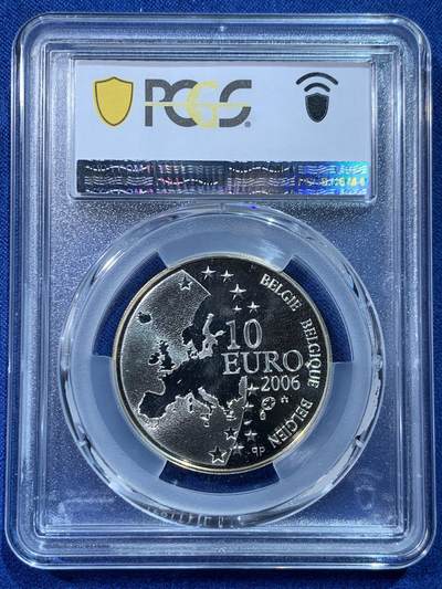 《竞宝斋》第424场 周日，周一，周二  3场连拍 （全场包邮） PCGS MS68DCAM 比利时2006年10欧元 新斯多亚学派学者利普修斯纪念币