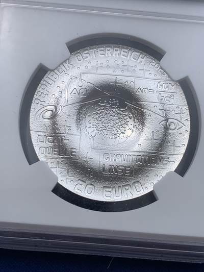 《竞宝斋》第424场 周日，周一，周二  3场连拍 （全场包邮） NGC PF70UC 首期蓝标 奥地利2025年超新星系列爱因斯坦环精制银币 带盒证