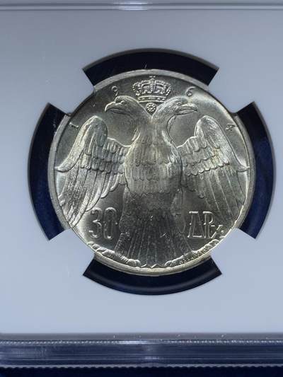 《竞宝斋》第424场 周日，周一，周二  3场连拍 （全场包邮） NGC MS65 希腊1964年皇室婚礼30德拉克马纪念银币