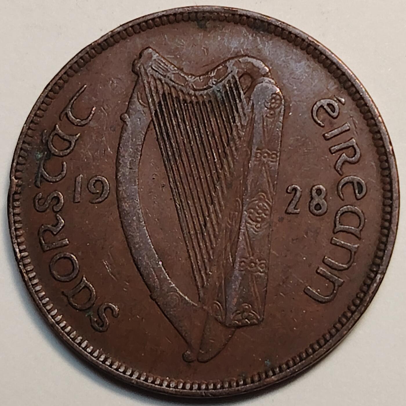 布加迪🐬～世界钱币(上海)🌾第 246 期 /  各国套币和散币 爱尔兰🇮🇪 1928年 1便士