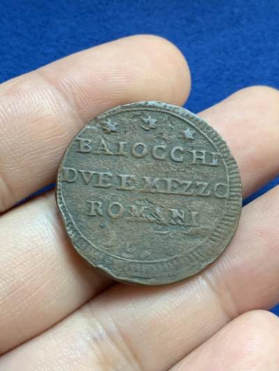 《竞宝斋》第424场 周日，周一，周二  3场连拍 （全场包邮） 两枚一组 意大利教皇国铜质辅币：1796年2-1/2贝阿科铜币，教皇城邦维泰博1797年2-1/2贝阿科铜币（币胚缺陷）