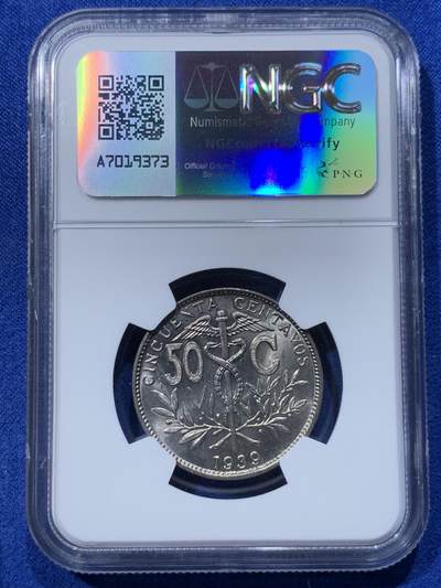 《竞宝斋》第424场 周日，周一，周二  3场连拍 （全场包邮） 两枚一组 NGC MS65 玻利维亚1939年50分镍币 近百年高分未流通少见