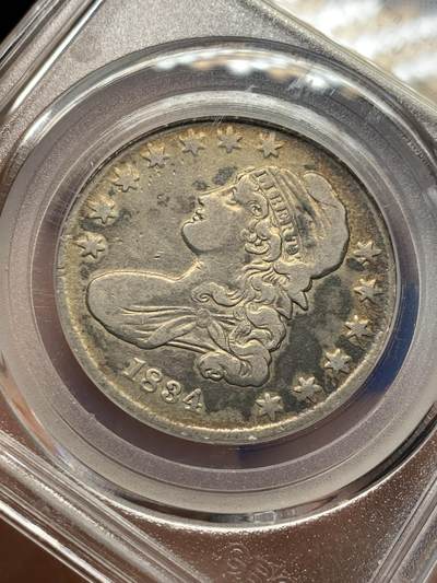 《竞宝斋》第424场 周日，周一，周二  3场连拍 （全场包邮） 公博 XF45 美国1834年50分半圆银币