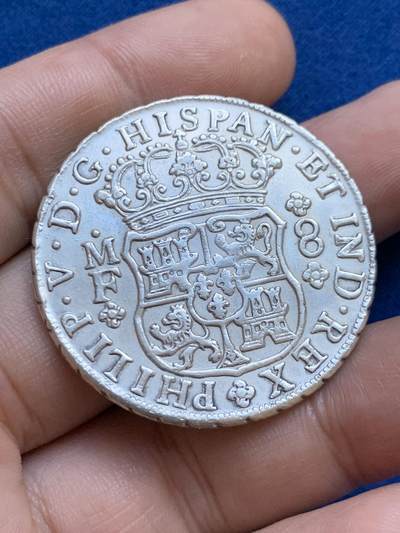 《竞宝斋》第424场 周日，周一，周二  3场连拍 （全场包邮） 真银假币 西属墨西哥1732年8R地球银币 约850银 重26.45克