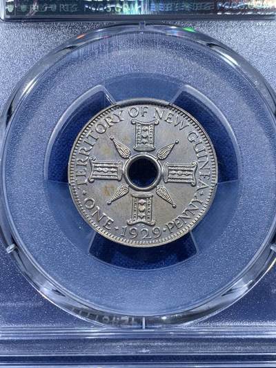 《竞宝斋》第424场 周日，周一，周二  3场连拍 （全场包邮） 2枚一组 PCGS PR65-66 新几内亚 1929年 1便士+1/2便士 精制币一对 非常稀少的品种 值得推荐 存世大概400组 PF相对更少