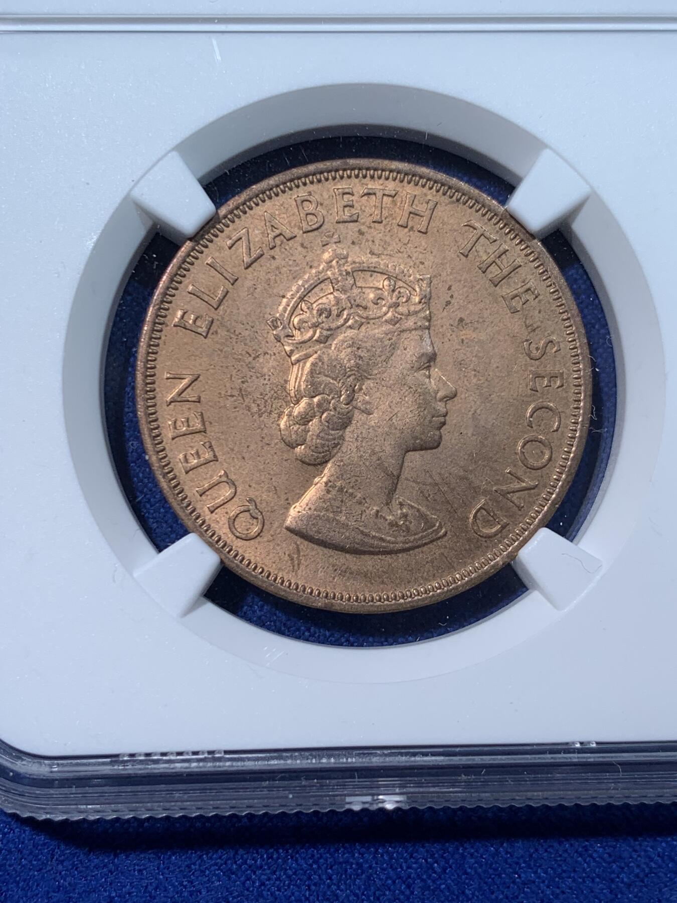 《竞宝斋》第424场 周日，周一，周二  3场连拍 （全场包邮） NGC MS63RB 英属泽西岛1964年1/12先令 红棕色充分氧化