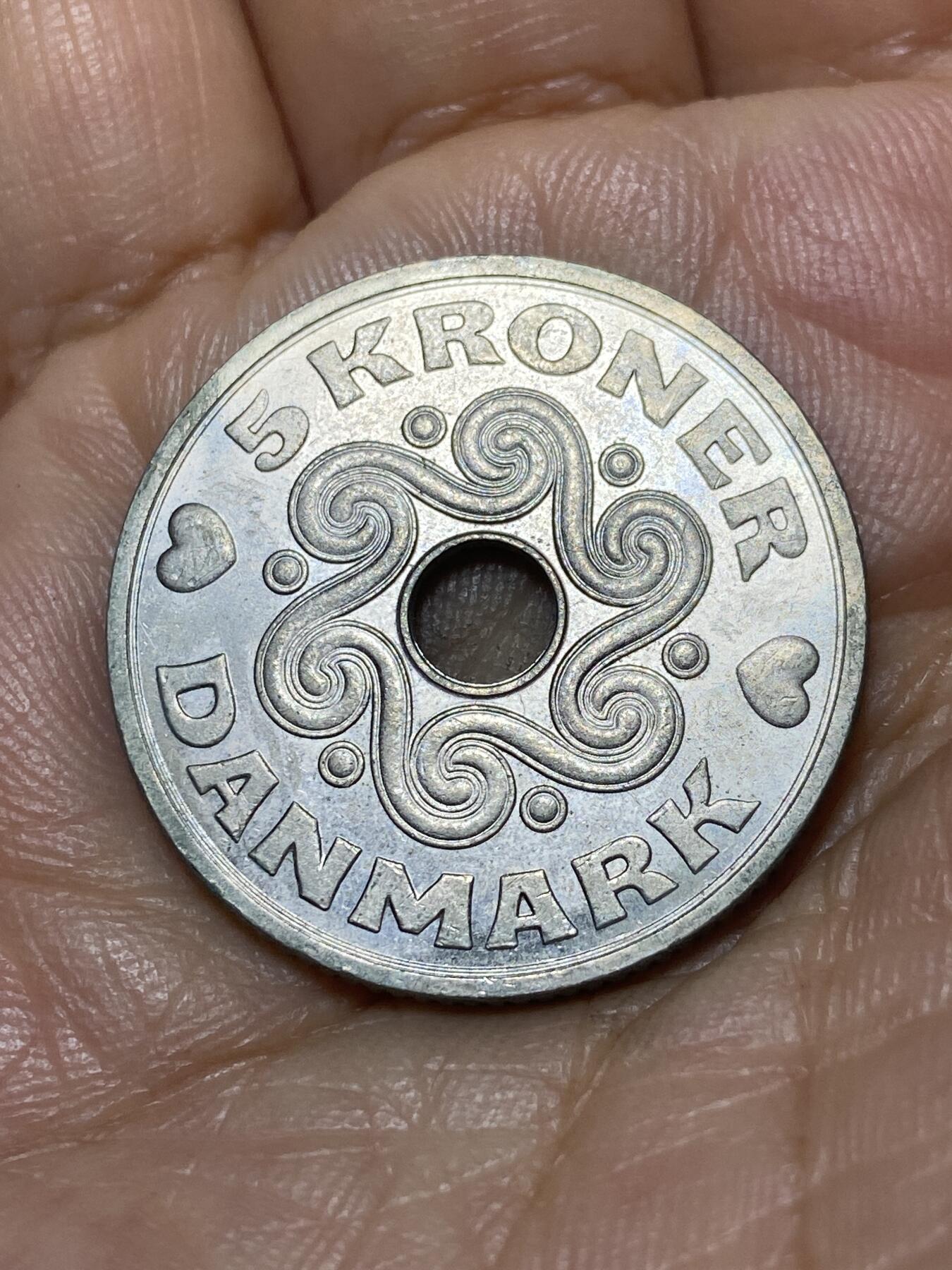 2025年第九十八场(总第一百二十四场）外国好品散币(免佣金) 丹麦🇩🇰1995年5克朗(玛格丽特二世，LG; JP; A版)