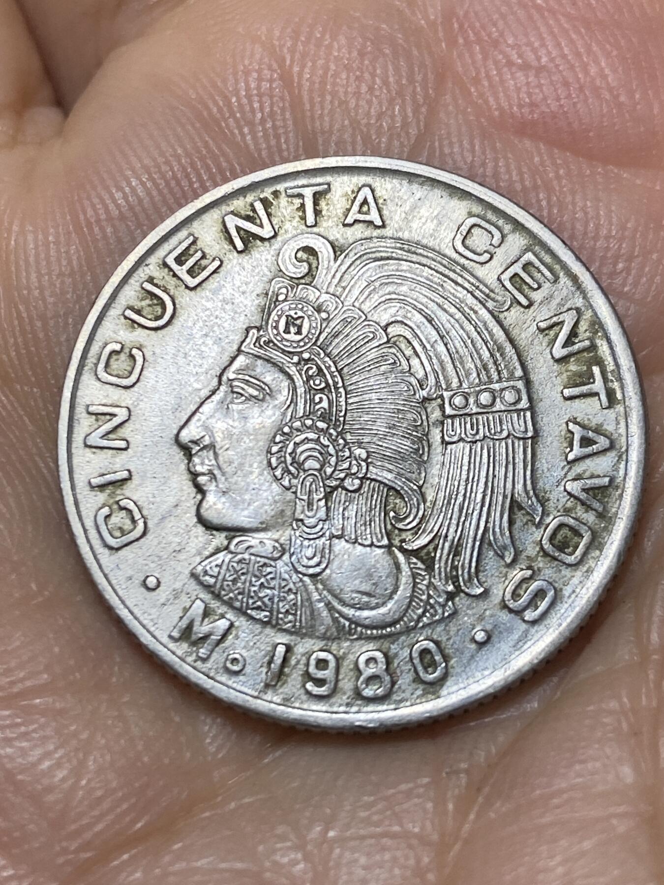 2025年第九十八场(总第一百二十四场）外国好品散币(免佣金) 墨西哥🇲🇽1980年50分(Narrow date, square 9–窄日期方头9版)