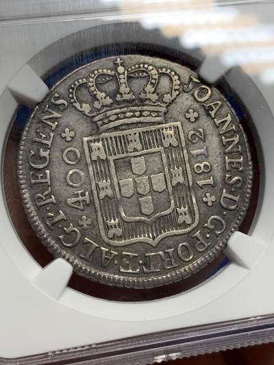 《竞宝斋》第424场 周日，周一，周二  3场连拍 （全场包邮） NGC XF45 葡萄牙1812年400R银币 自然状态 古朴漂亮