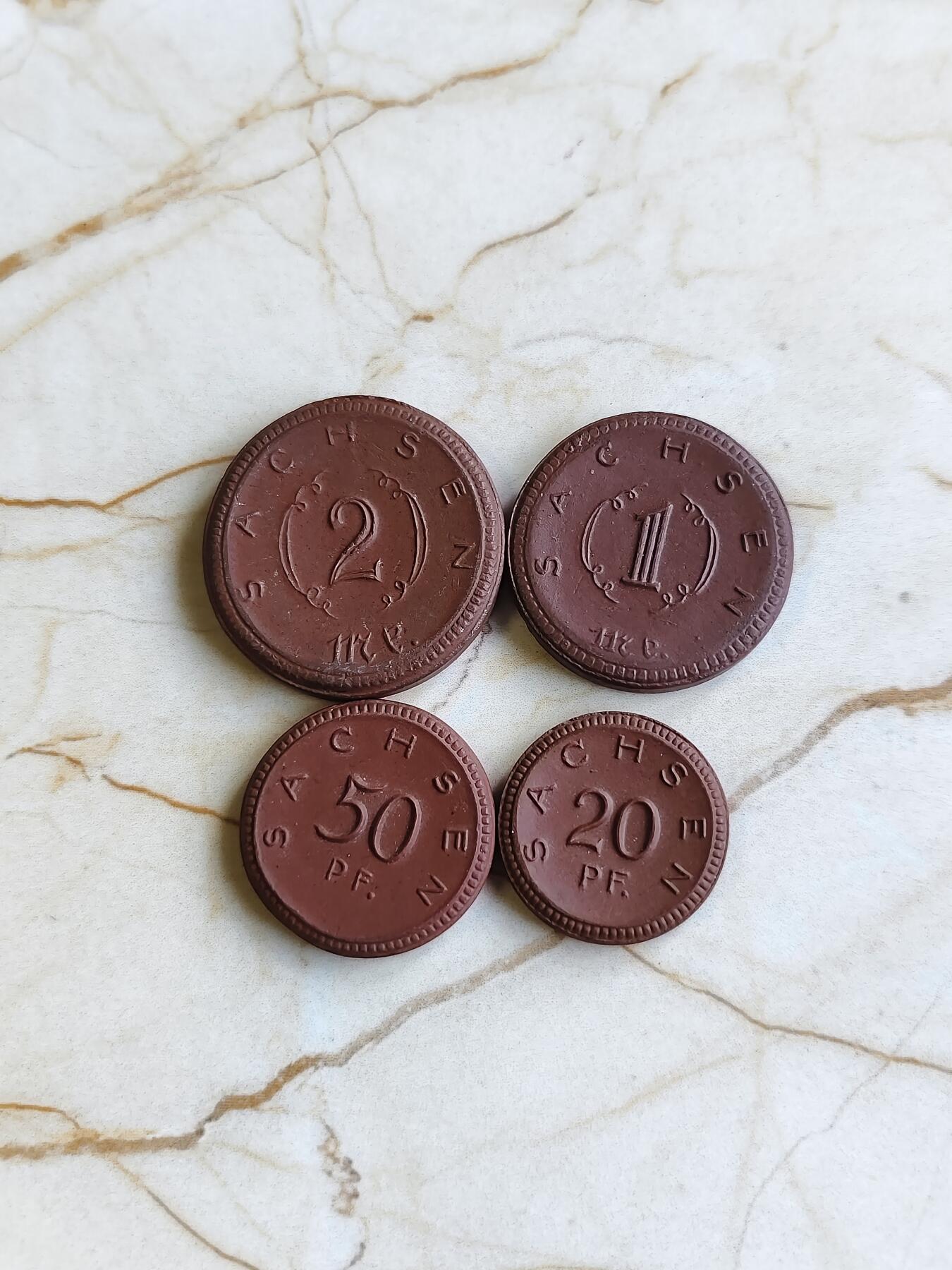 第177期拍卖【长期征集拍品】 德国1921年紧急时期陶瓷币4枚