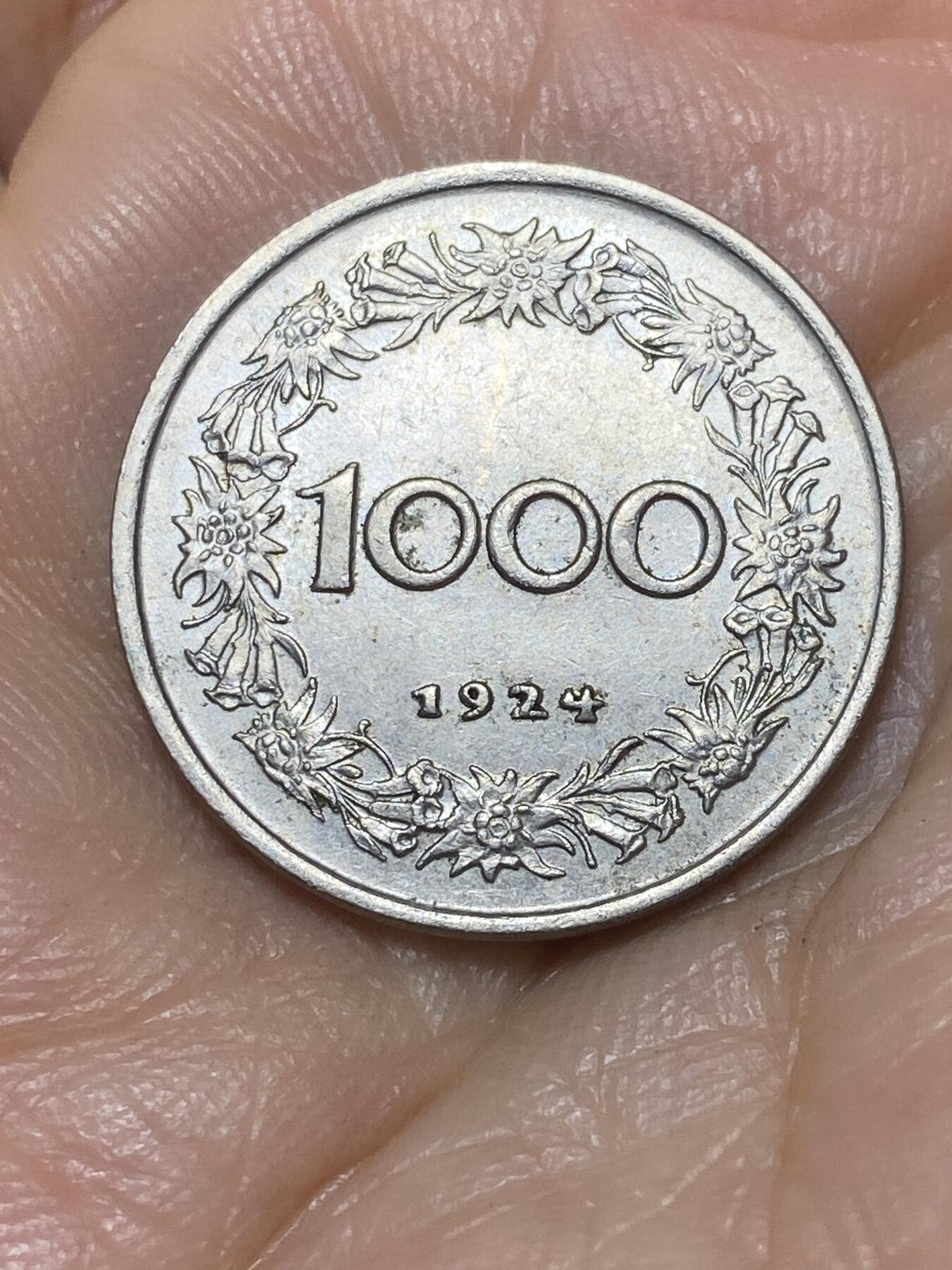 2025年第九十八场(总第一百二十四场）外国好品散币(免佣金) 奥地利🇦🇹1924年1000克朗(二战前共和国时期第一套最大面值)