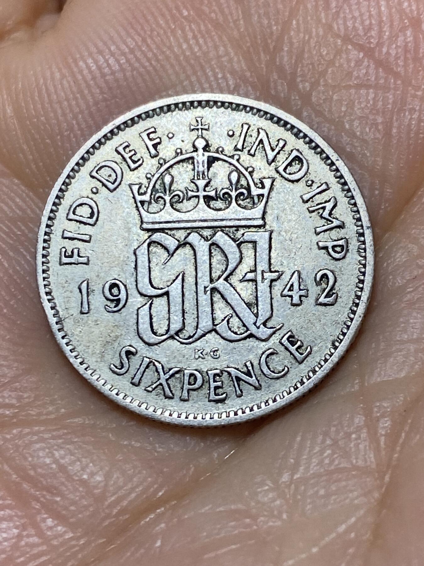 2025年第九十八场(总第一百二十四场）外国好品散币(免佣金) 英国🇬🇧1942年6便士银币(乔治六世第一版，500银)