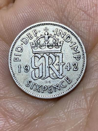 2025年第九十八场(总第一百二十四场）外国好品散币(免佣金) - 英国🇬🇧1942年6便士银币(乔治六世第一版，500银)