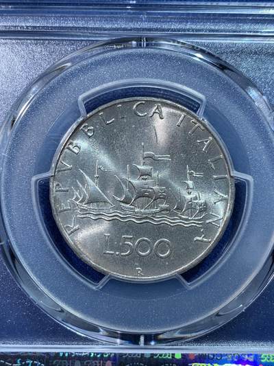 《竞宝斋》第424场 周日，周一，周二  3场连拍 （全场包邮） PCGS MS67 意大利1970-R美女帆船500里拉银币