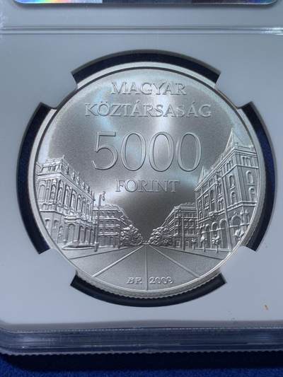 《竞宝斋》第424场 周日，周一，周二  3场连拍 （全场包邮） NGC MS69 克劳斯获奖币2009匈牙利布达佩斯普制银币5000福林