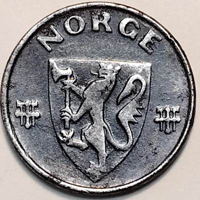 布加迪🐬～世界钱币(上海)🌾第 245 期 /  各国套币和散币 - 挪威🇳🇴 1944年 2欧尔铁币