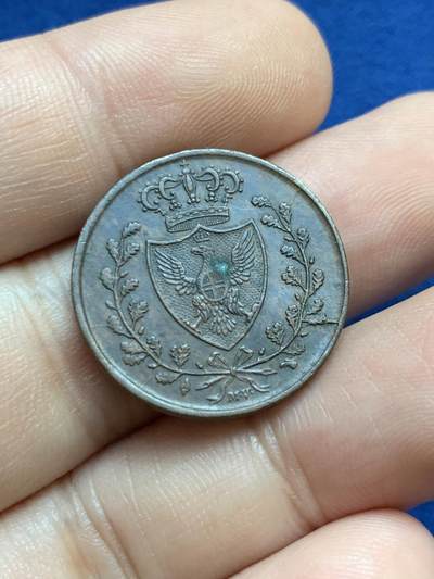 《竞宝斋》第424场 周日，周一，周二  3场连拍 （全场包邮） 三枚一组 意大利撒丁王国1826年铜质辅币：1/3/5分，1分状态差不多AU