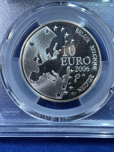 《竞宝斋》第424场 周日，周一，周二  3场连拍 （全场包邮） PCGS MS68DCAM 比利时2006年10欧元 新斯多亚学派学者利普修斯纪念币