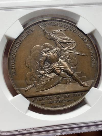 《竞宝斋》第424场 周日，周一，周二  3场连拍 （全场包邮） NGC MS63BN 瑞士 1844年 巴塞尔射击节纪念铜章