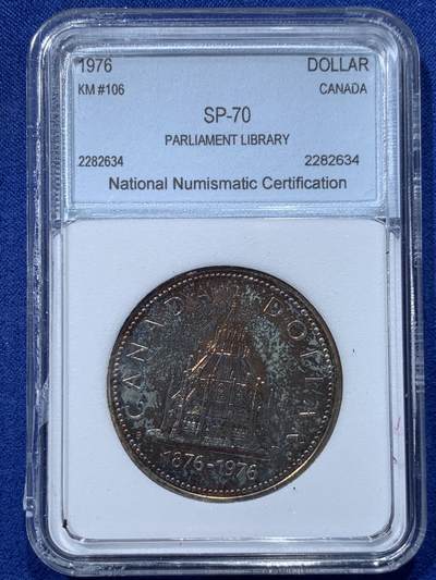 《竞宝斋》第424场 周日，周一，周二  3场连拍 （全场包邮） NNC SP70 加拿大1元精制银币 议会纪念 银价高涨 值得收藏