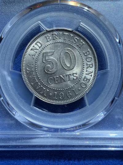 《竞宝斋》第424场 周日，周一，周二  3场连拍 （全场包邮） PCGS MS66 亚军分 1961英属马来亚与婆罗洲50分，该套最大面值主币，亚军分，更高仅3枚67。东南亚英国殖民地的绝响，外拍热点，24年同分SBP拍卖180美元不含佣成交