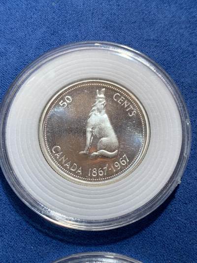 《竞宝斋》第424场 周日，周一，周二  3场连拍 （全场包邮） 四枚一组 1967年加拿大PL(proof like) 联邦100周年纪念银币 套币册拆