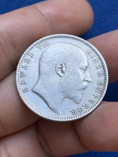 《竞宝斋》第424场 周日，周一，周二  3场连拍 （全场包邮） 英属印度1907年爱七1卢比银币