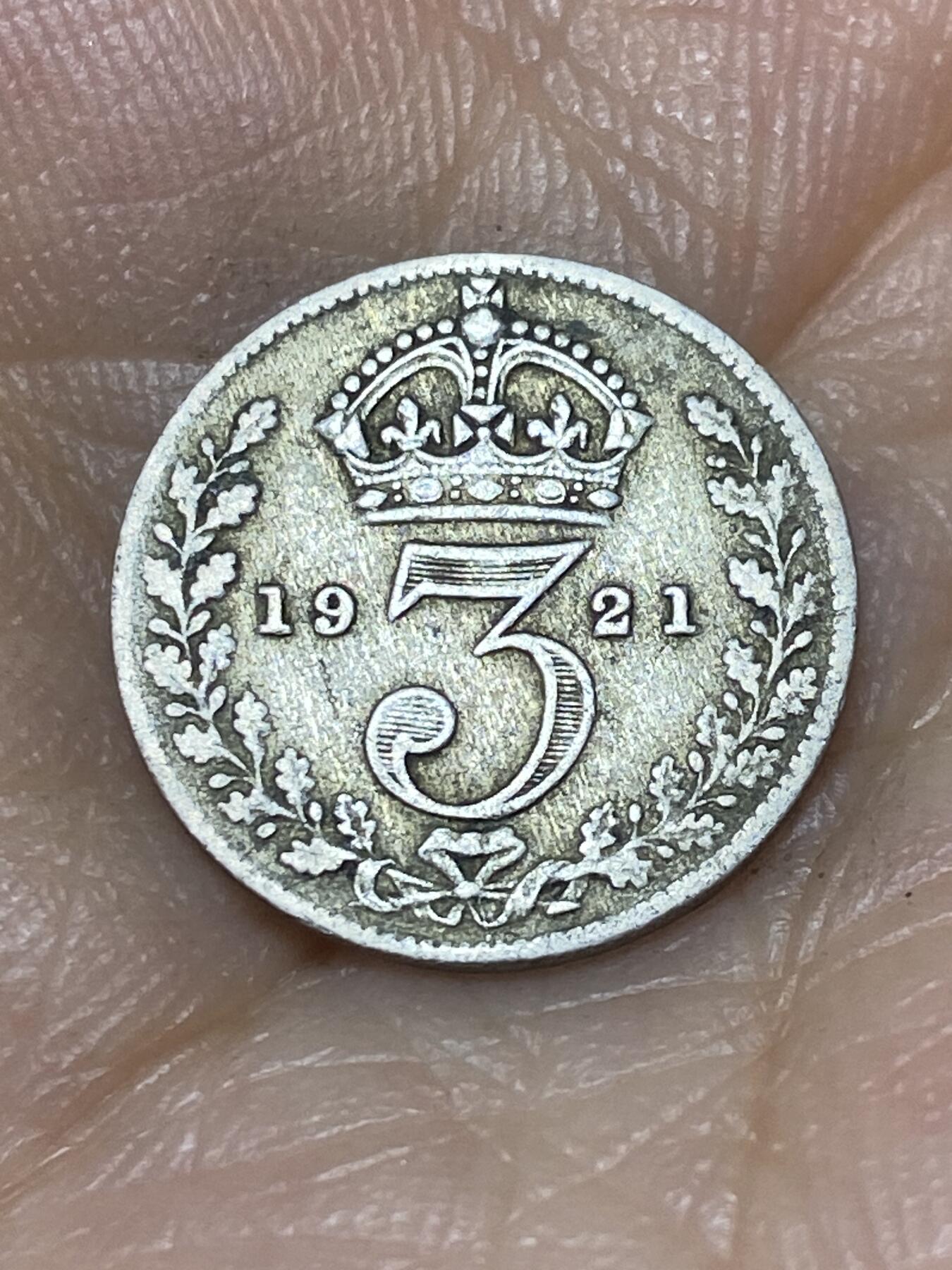 2025年第九十八场(总第一百二十四场）外国好品散币(免佣金) 英国🇬🇧1921年3便士银币(乔治五世第二版，500银)