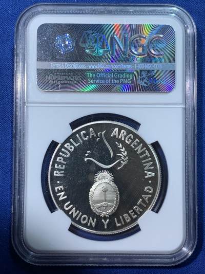 《竞宝斋》第424场 周日，周一，周二  3场连拍 （全场包邮） NGC PF68UC 阿根廷1995年联合国50周年精制银币，联合国系列中少见的品种，克书记录发行量500枚。