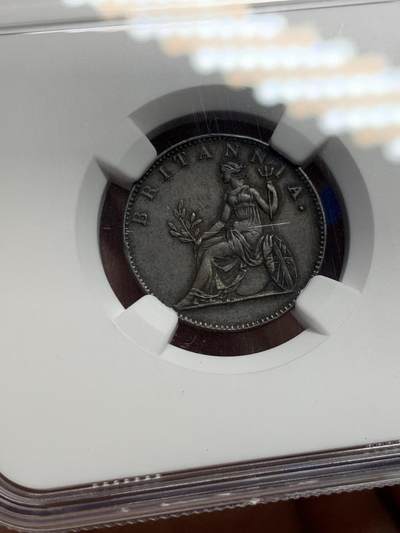 《竞宝斋》第424场 周日，周一，周二  3场连拍 （全场包邮） NGC AU50BN 英属爱奥尼亚1819年2雷普塔 