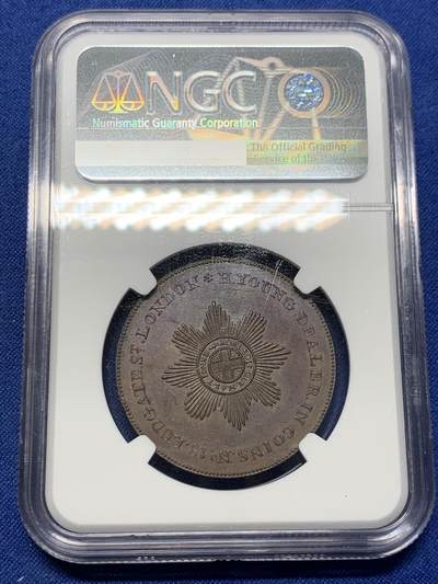 《竞宝斋》第424场 周日，周一，周二  3场连拍 （全场包邮） NGC MS63BN 英国1794年米德尔塞克斯郡1便士Token大铜币，非常漂亮的设计，正面建筑细节堪称纤毫毕现，精美程度令人叹为观止。1便士Token远比半便士少见的多