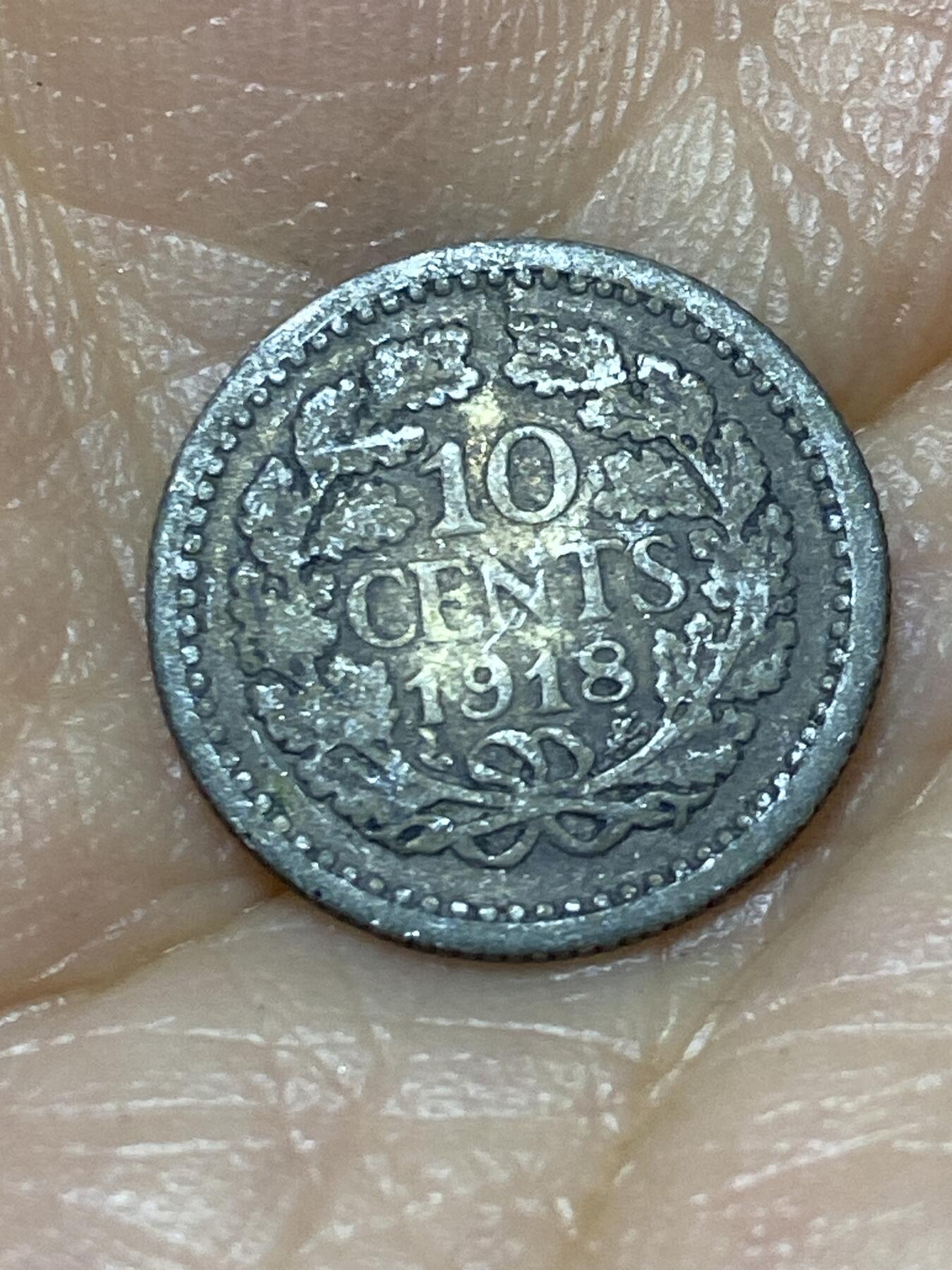 2025年第九十八场(总第一百二十四场）外国好品散币(免佣金) 荷兰🇳🇱1918年10分银币(威廉明娜女王青年头像，Seahorse –海马标，640银)