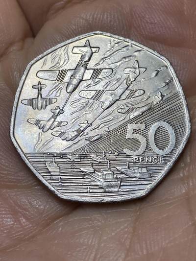 2025年第九十八场(总第一百二十四场）外国好品散币(免佣金) - 好品–英国🇬🇧1994年50便士(诺曼底登陆50周年纪念币)