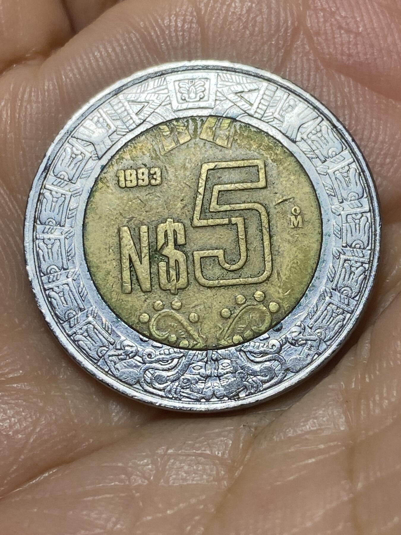 2025年第九十八场(总第一百二十四场）外国好品散币(免佣金) 墨西哥🇲🇽1993年5比索(第一版货币符号前有N)
