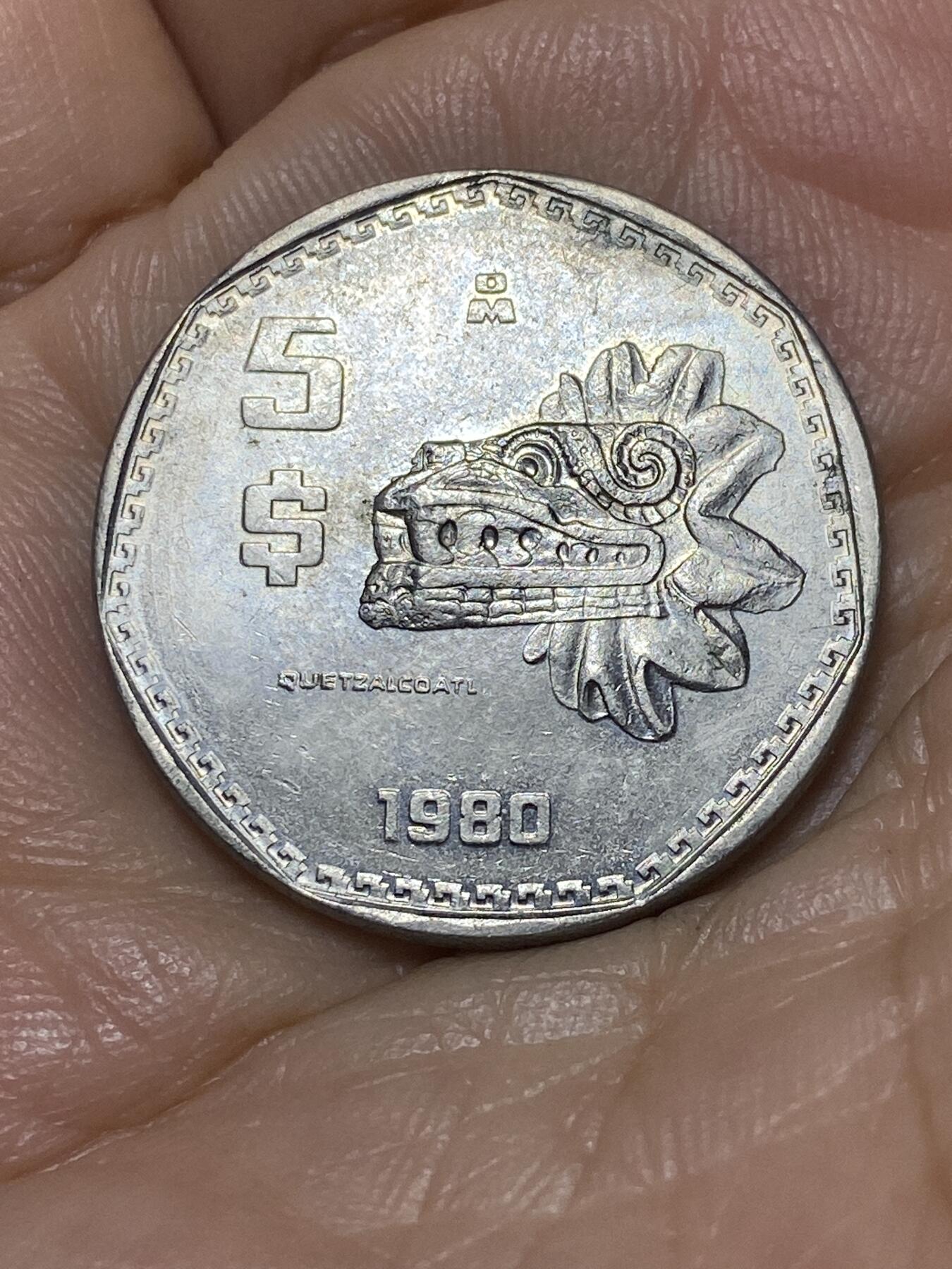 2025年第九十八场(总第一百二十四场）外国好品散币(免佣金) 墨西哥🇲🇽1980年5比索(玛雅文化题材首发年)