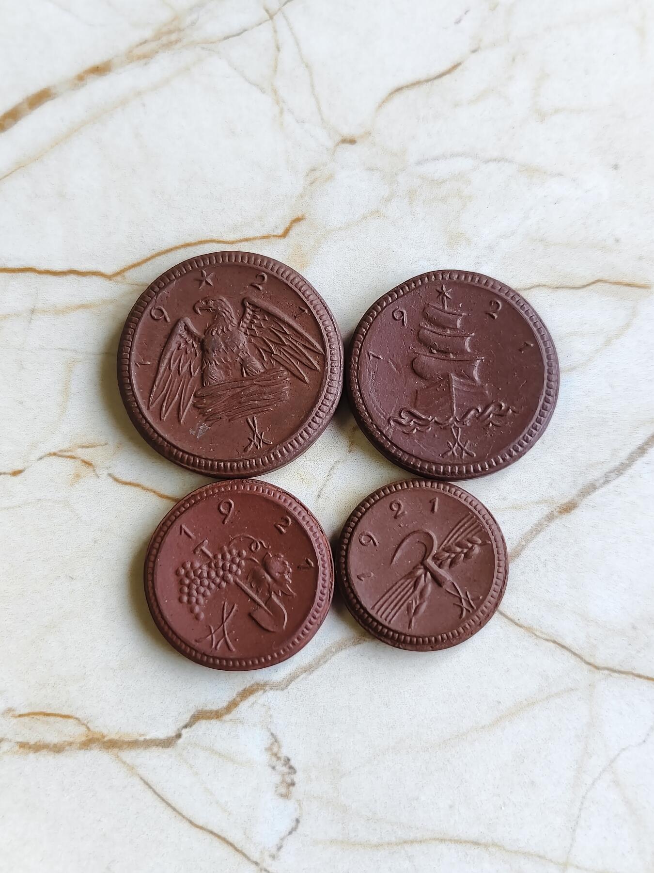 第177期拍卖【长期征集拍品】 德国1921年紧急时期陶瓷币4枚
