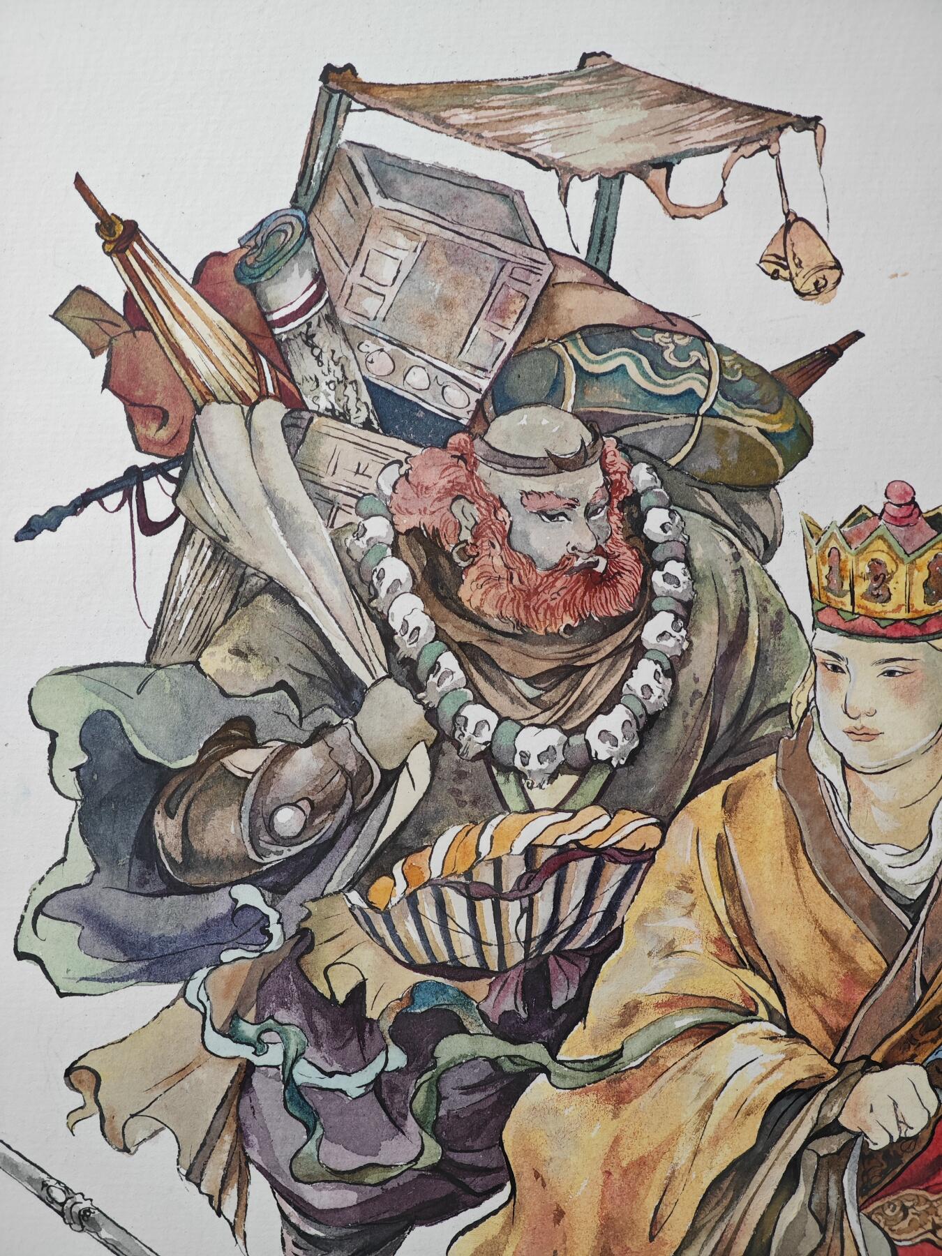 白泽拍卖卡牌手绘专场第25期 2025 鹿凝手绘画 西游同行 已封装 尺寸：内37cm*52cm 外43cm*58cm