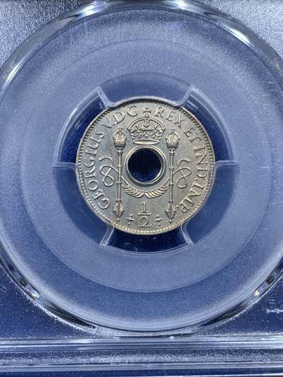《竞宝斋》第424场 周日，周一，周二  3场连拍 （全场包邮） 2枚一组 PCGS PR65-66 新几内亚 1929年 1便士+1/2便士 精制币一对 非常稀少的品种 值得推荐 存世大概400组 PF相对更少