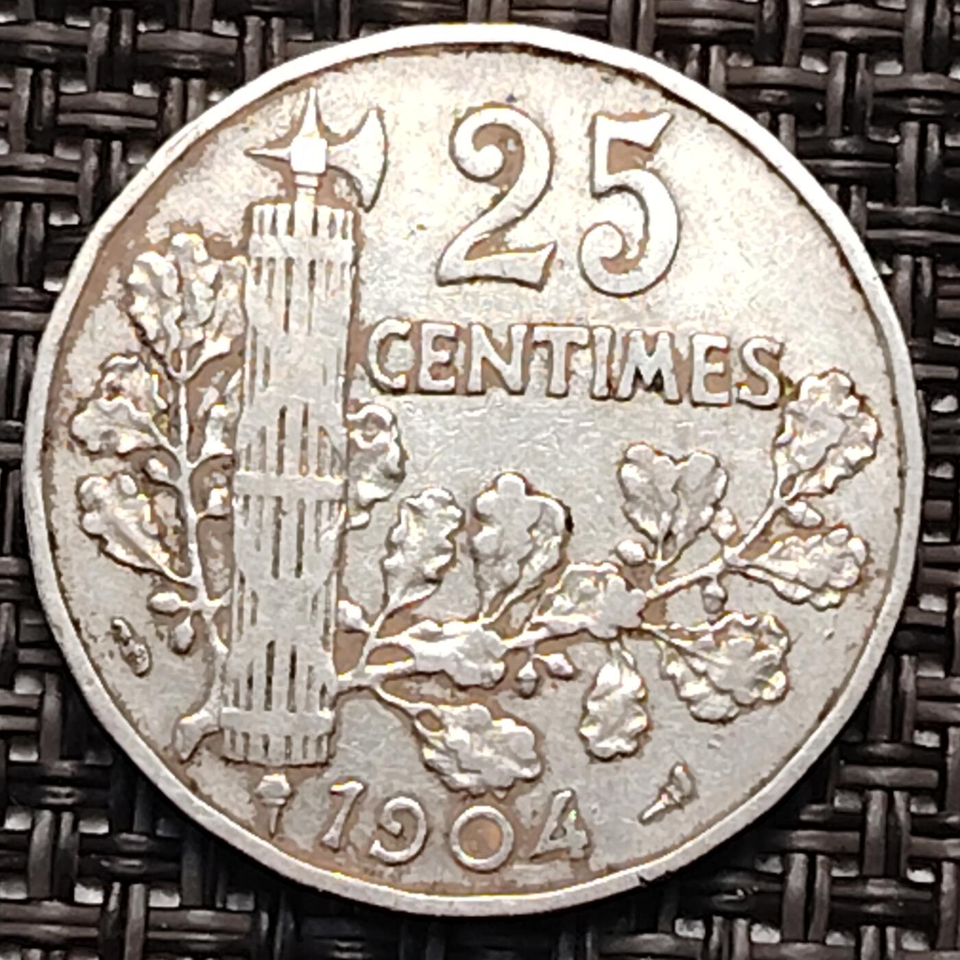布加迪🐬～世界钱币(上海)🌾第 245 期 /  各国套币和散币 法国🇫🇷 1904年 25分