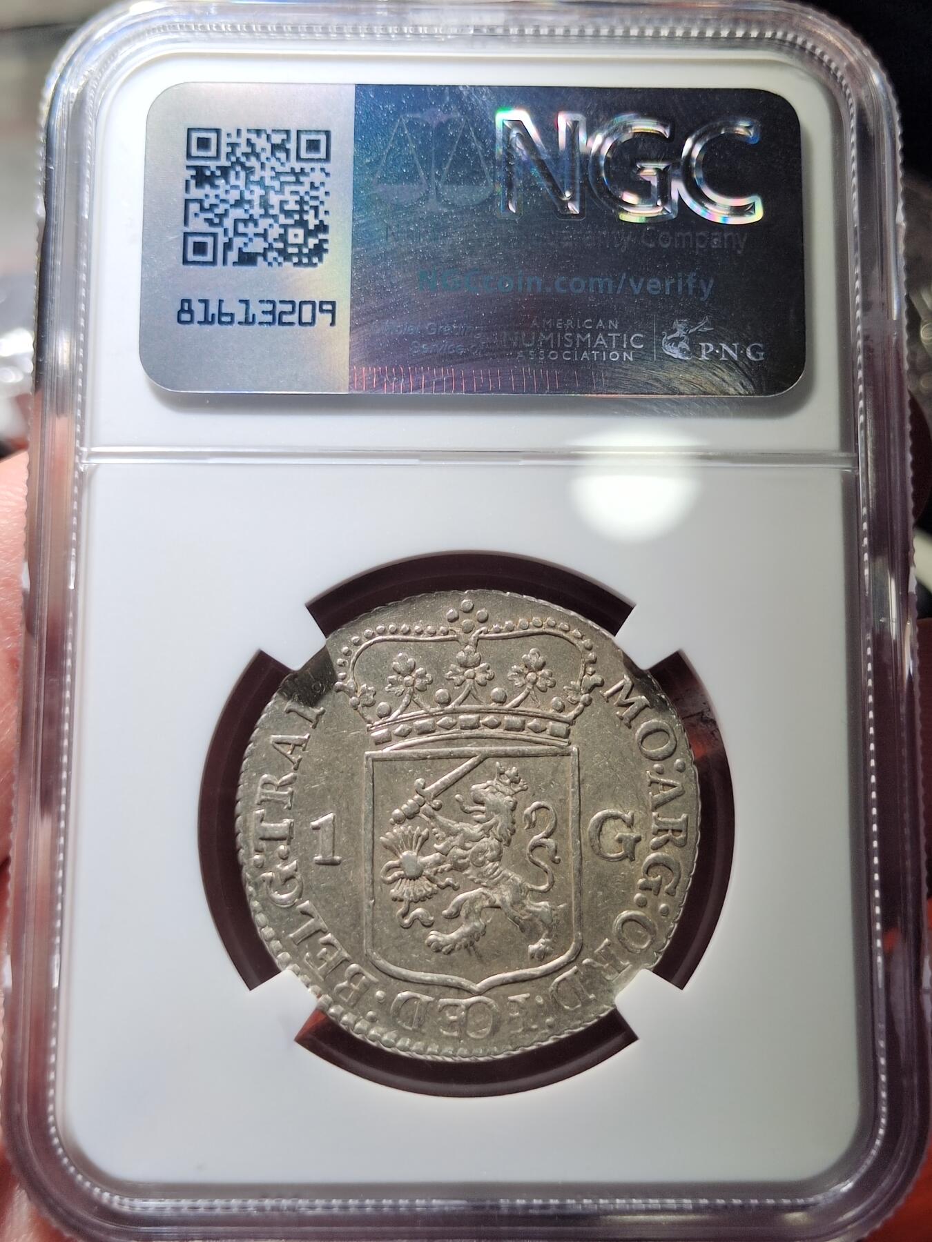 中外钱币第二场 NGC-AU53荷兰1785年1盾站人银币