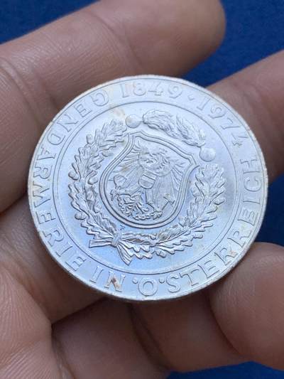 《竞宝斋》第424场 周日，周一，周二  3场连拍 （全场包邮） 奥地利50先令纪念银币 1849-1974警察部队125周年纪念